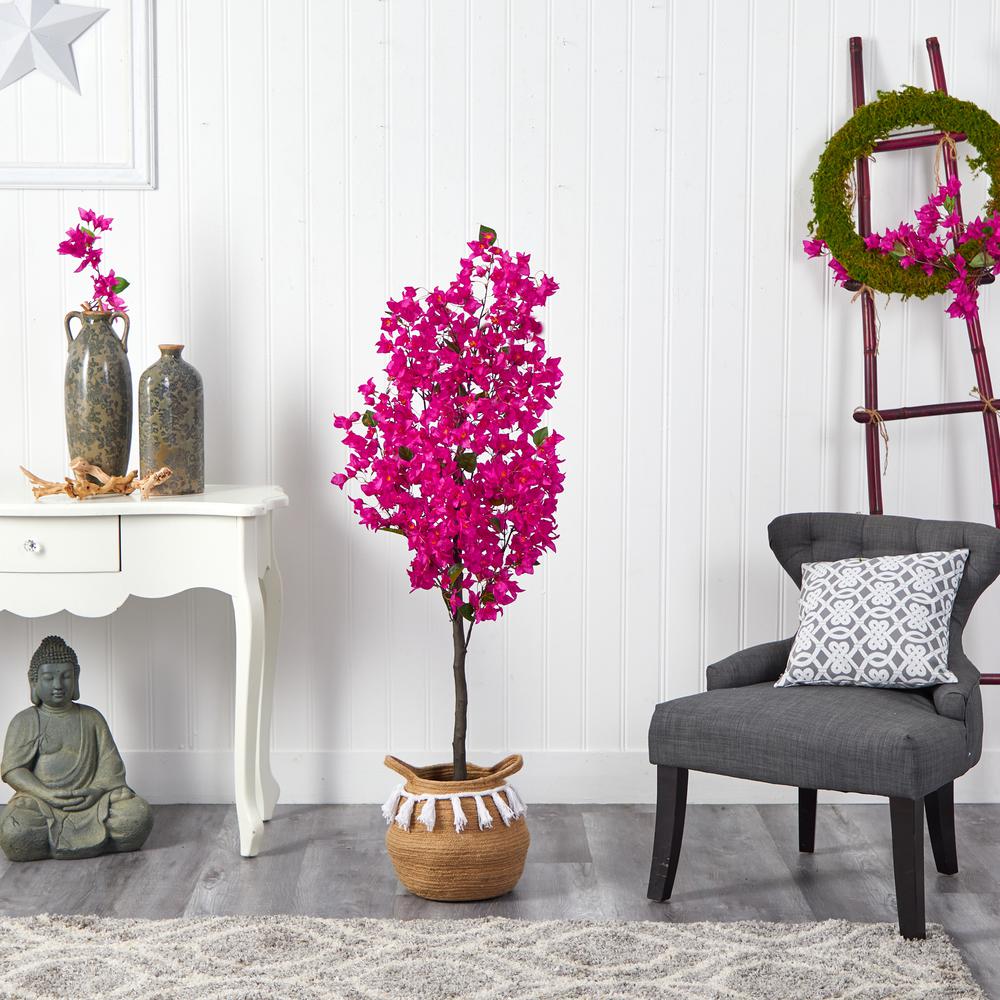 5ft. Artificial Bougainvillea Tree with Handmade Jute