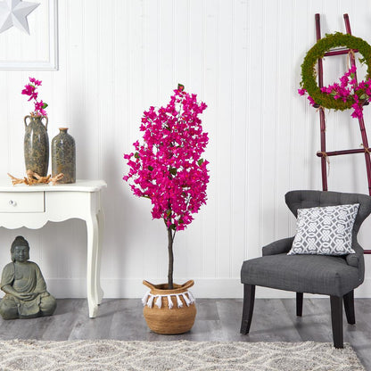 5ft. Artificial Bougainvillea Tree with Handmade Jute