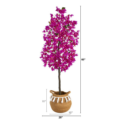 5ft. Artificial Bougainvillea Tree with Handmade Jute