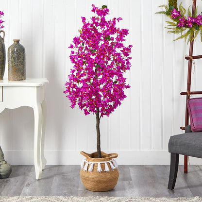 5ft. Artificial Bougainvillea Tree with Handmade Jute