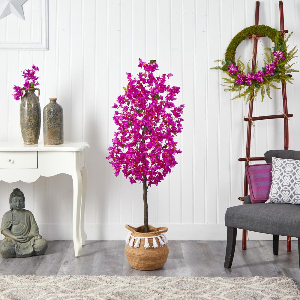 5ft. Artificial Bougainvillea Tree with Handmade Jute
