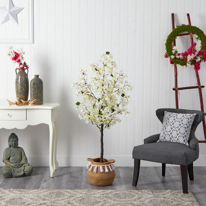 5ft. Artificial Bougainvillea Tree with Handmade Jute