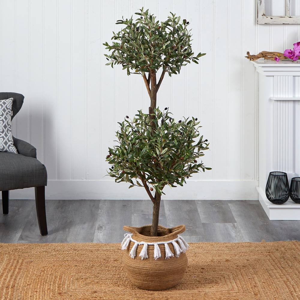 4.5ft. Artificial Olive Double Topiary & 5ft. Artificial Bougainvillea Tree