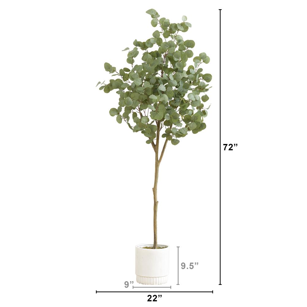 6ft. Artificial Eucalyptus Tree with White Decorative Planter