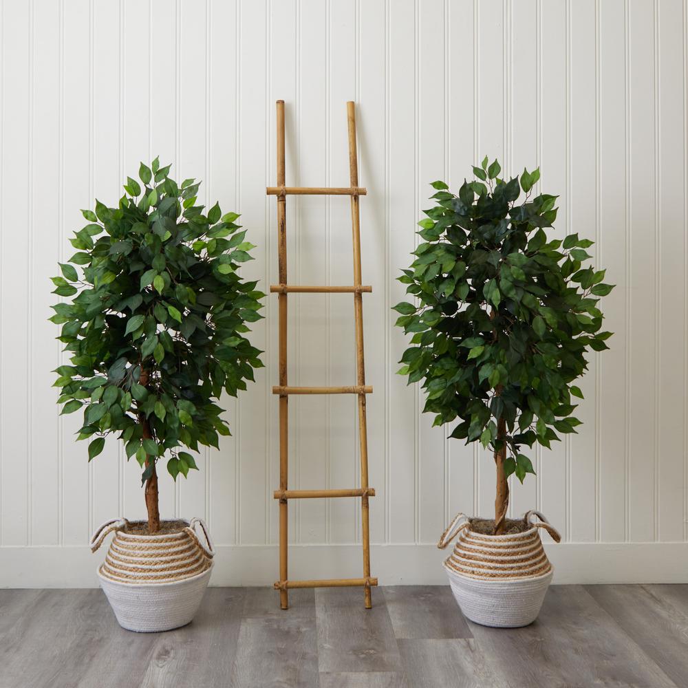 4.5ft. Artificial Ficus Tree with Double Trunk in Handmade Cotton