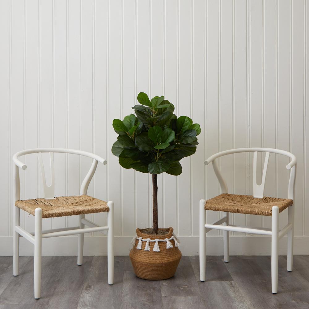 4ft. Artificial Fiddle Leaf Fig Tree with Handmade Jute & Cotton Basket