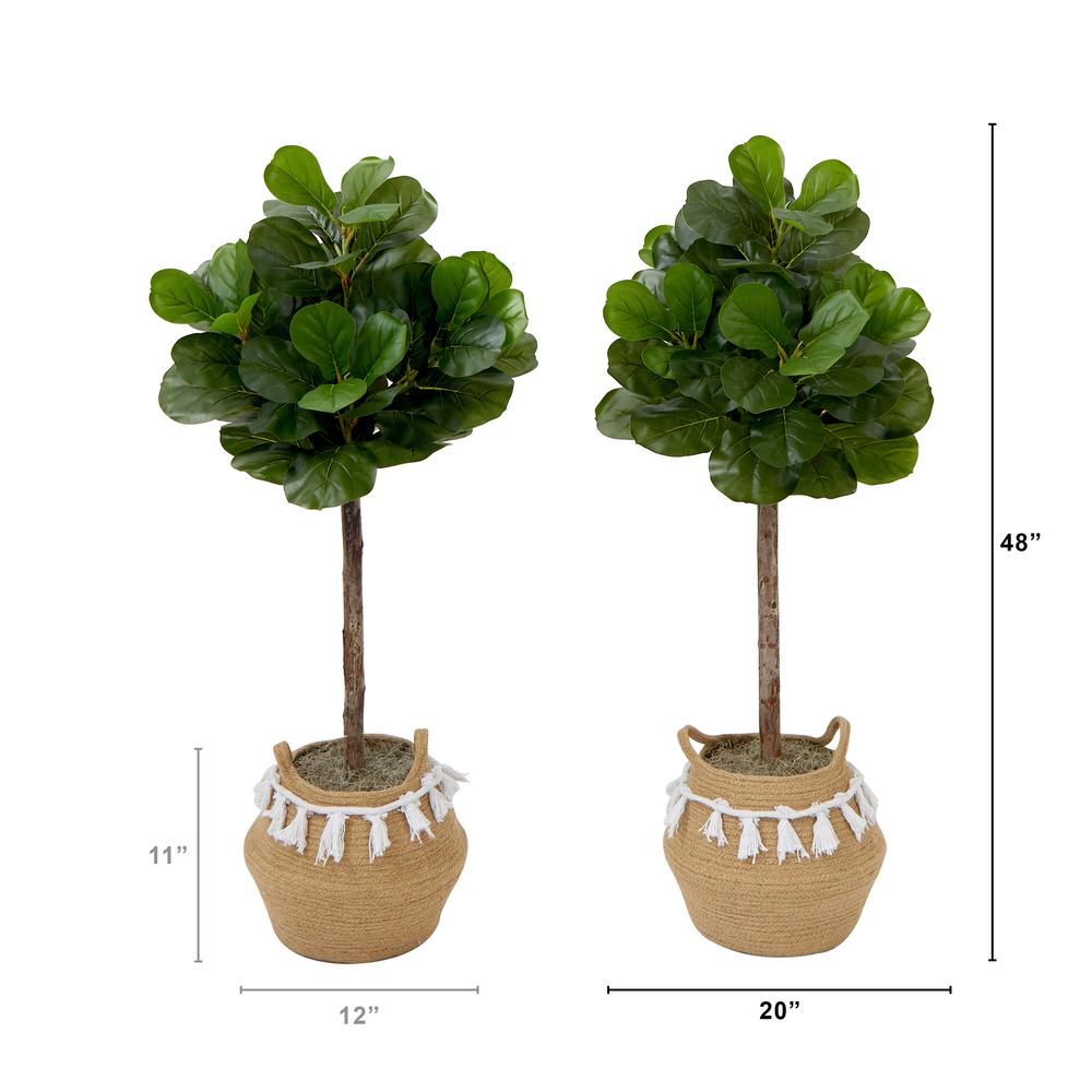 4ft. Artificial Fiddle Leaf Fig Tree with Handmade Jute & Cotton Basket