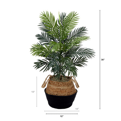 3ft. Artificial Areca Palm Tree with Handmade Jute & Cotton Basket DIY KIT