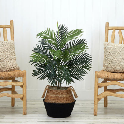 3ft. Artificial Areca Palm Tree with Handmade Jute & Cotton Basket DIY KIT