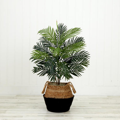 3ft. Artificial Areca Palm Tree with Handmade Jute & Cotton Basket DIY KIT