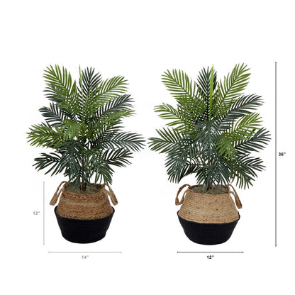 3ft. Artificial Areca Palm Tree with Handmade Jute & Cotton Basket DIY KIT