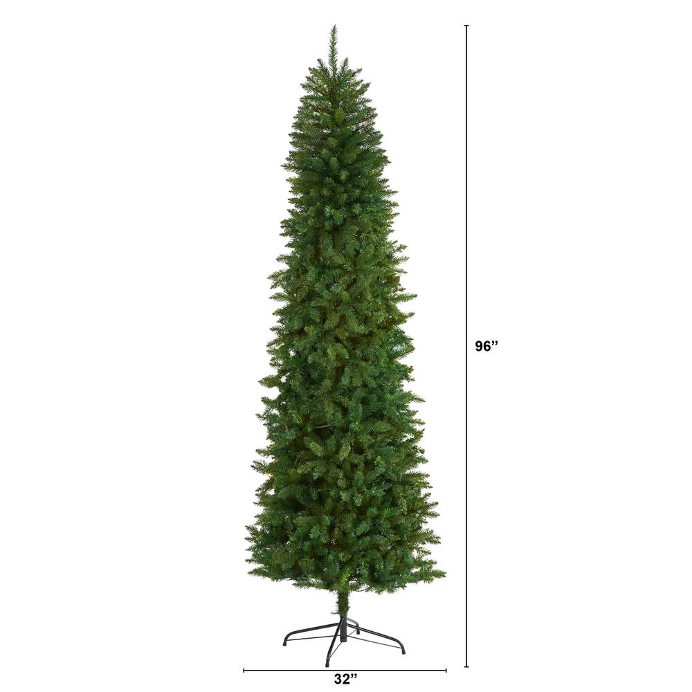 8ft. Slim Green Mountain Pine Artificial Christmas Tree