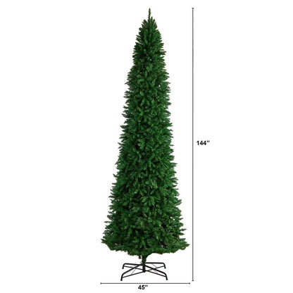 12ft. Slim Green Mountain Pine Artificial Christmas Tree