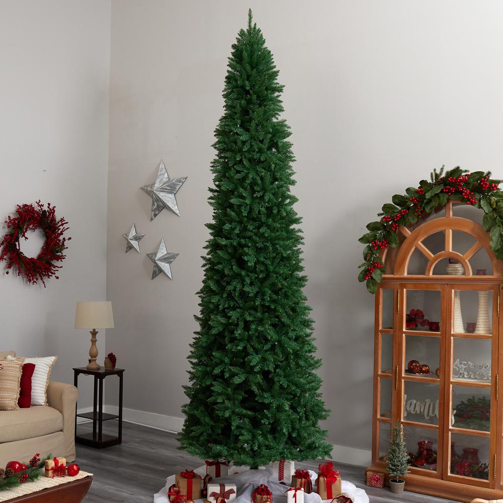 12ft. Slim Green Mountain Pine Artificial Christmas Tree