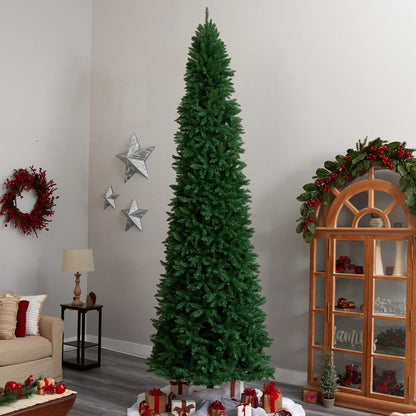 12ft. Slim Green Mountain Pine Artificial Christmas Tree