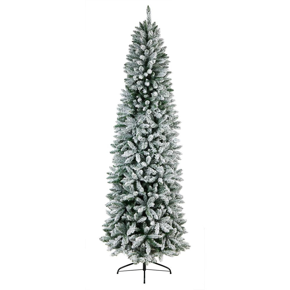 9ft. Slim Flocked Montreal Fir Artificial Christmas Tree