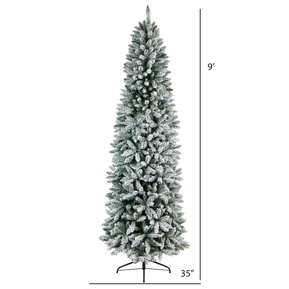 9ft. Slim Flocked Montreal Fir Artificial Christmas Tree