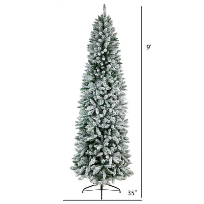 9ft. Slim Flocked Montreal Fir Artificial Christmas Tree