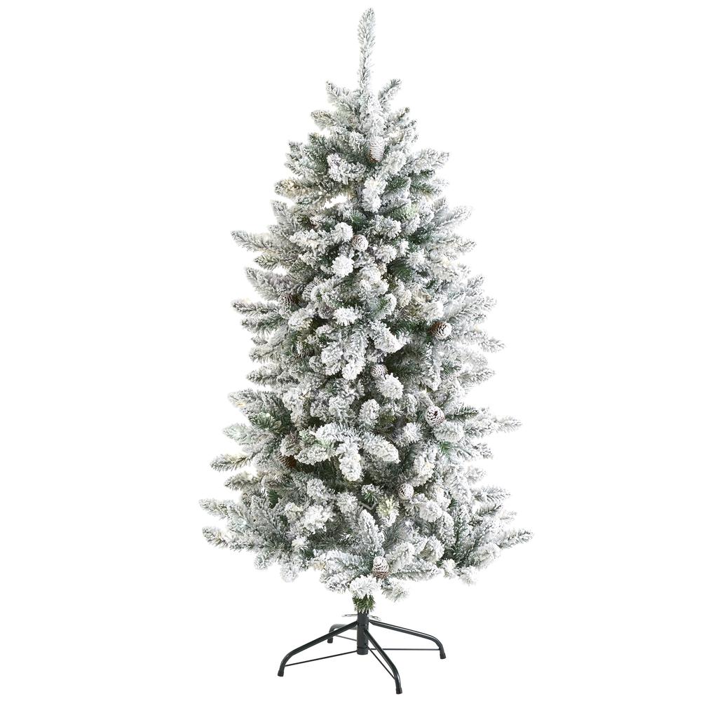 5ft. Flocked Livingston Fir Artificial Christmas Tree with Pine Cones