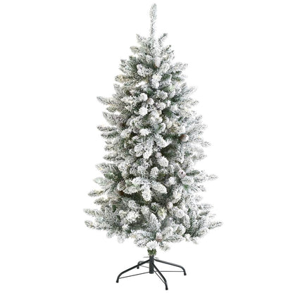 5ft. Flocked Livingston Fir Artificial Christmas Tree with Pine Cones