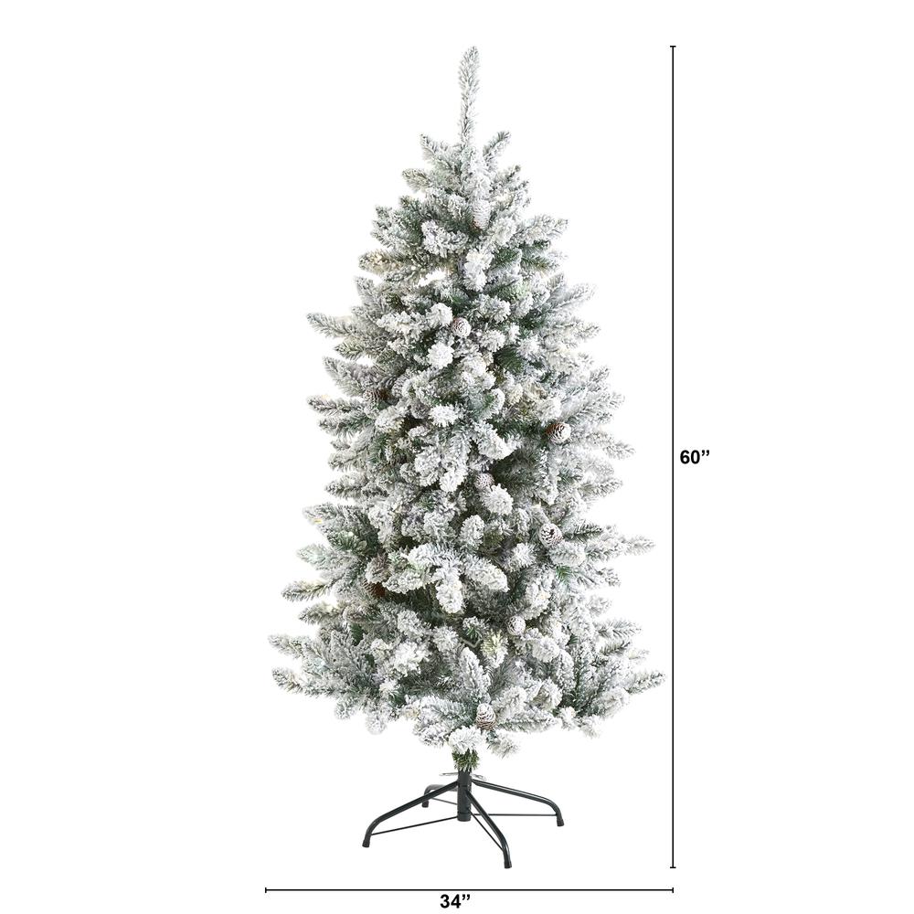 5ft. Flocked Livingston Fir Artificial Christmas Tree with Pine Cones