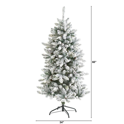 5ft. Flocked Livingston Fir Artificial Christmas Tree with Pine Cones