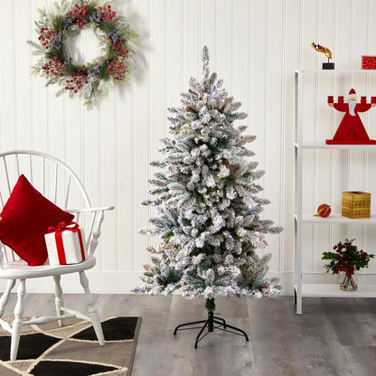 5ft. Flocked Livingston Fir Artificial Christmas Tree with Pine Cones