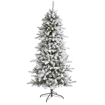 6ft. Flocked Livingston Fir Artificial Christmas Tree with Pine Cones
