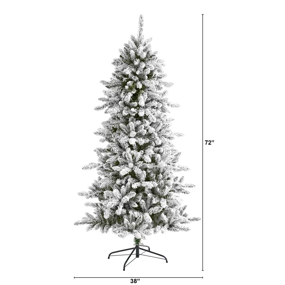 6ft. Flocked Livingston Fir Artificial Christmas Tree with Pine Cones