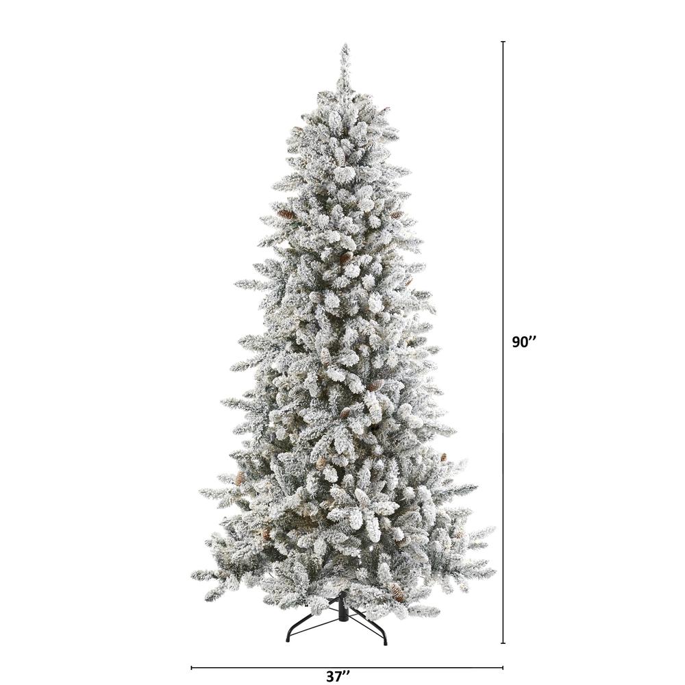 7.5ft. Flocked Livingston Fir Artificial Christmas Tree with Pine Cones