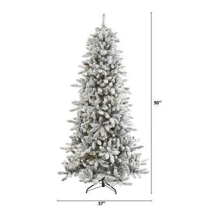 7.5ft. Flocked Livingston Fir Artificial Christmas Tree with Pine Cones