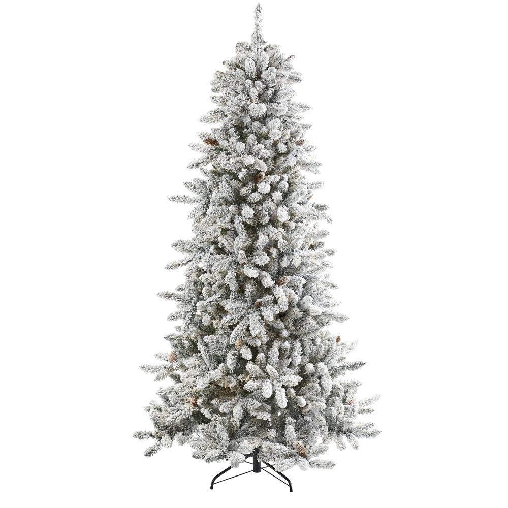 7.5ft. Flocked Livingston Fir Artificial Christmas Tree with Pine Cones