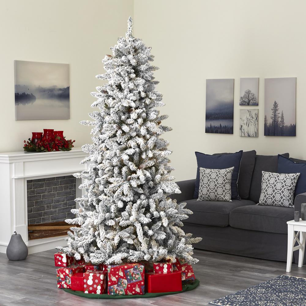 7.5ft. Flocked Livingston Fir Artificial Christmas Tree with Pine Cones