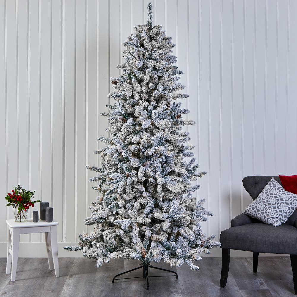 7.5ft. Flocked Livingston Fir Artificial Christmas Tree with Pine Cones