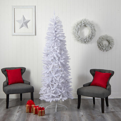 7ft. Slim White Artificial Christmas Tree with 995 Bendable Branches