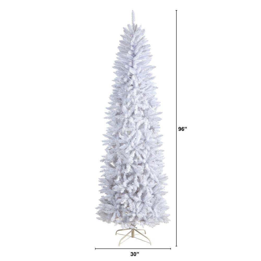 8ft. Slim White Artificial Christmas Tree with 1348 Bendable Branches