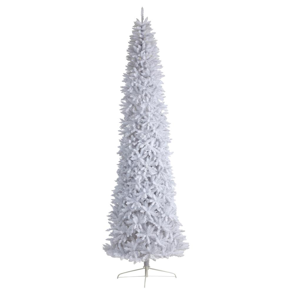 12ft. Slim White Artificial Christmas Tree with 3235 Bendable Branches