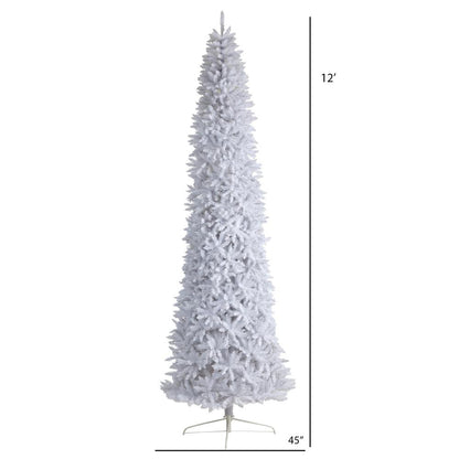 12ft. Slim White Artificial Christmas Tree with 3235 Bendable Branches