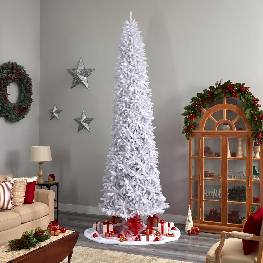 12ft. Slim White Artificial Christmas Tree with 3235 Bendable Branches