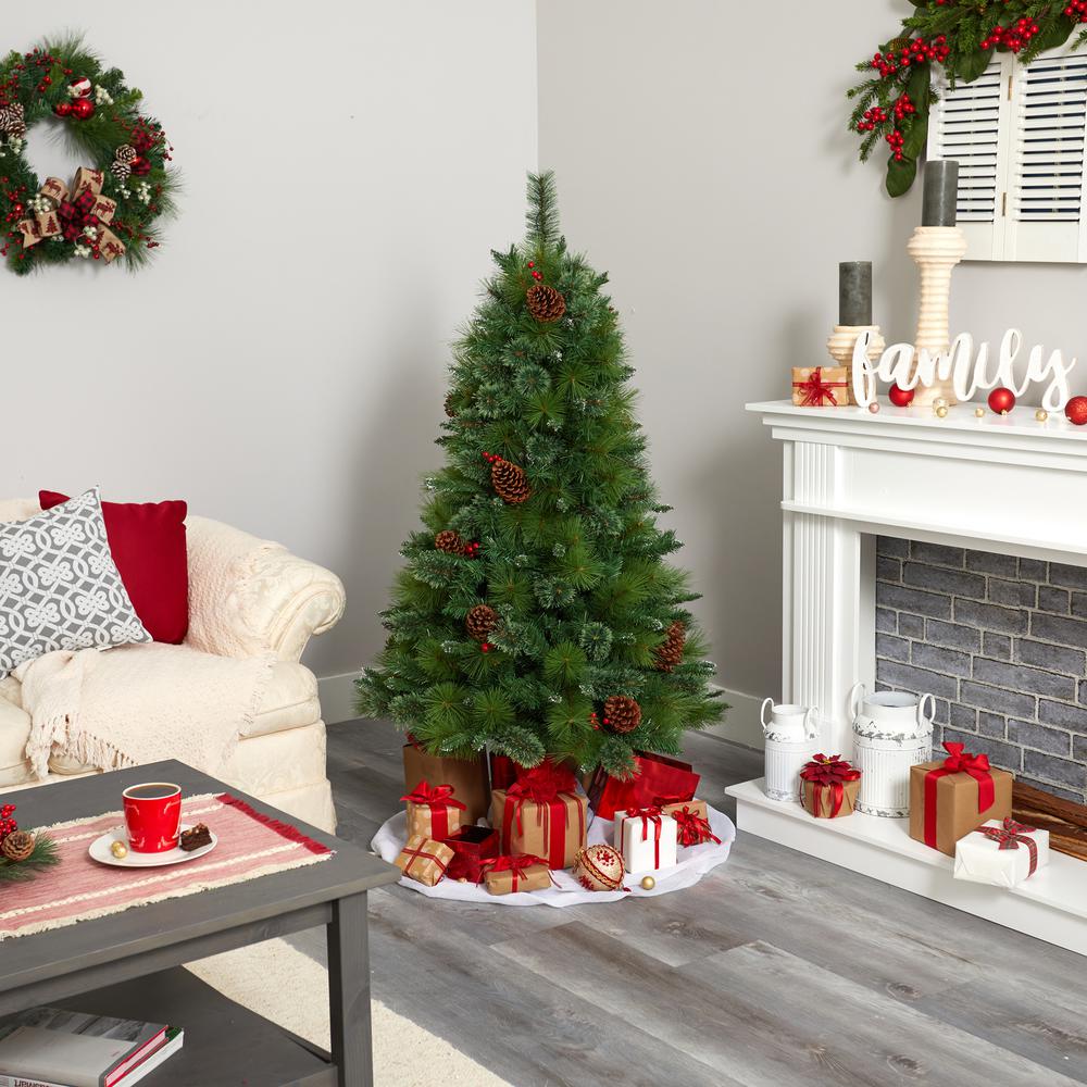 5ft. Montana Mixed Pine Artificial Christmas Tree with Pine Cones, Berries