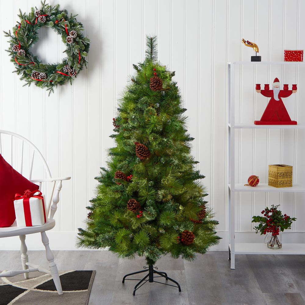 5ft. Montana Mixed Pine Artificial Christmas Tree with Pine Cones, Berries