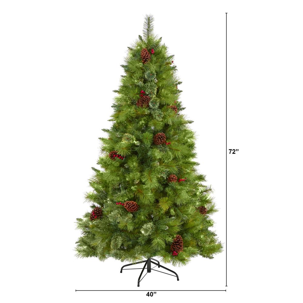6ft. Montana Mixed Pine Artificial Christmas Tree with Pine Cones, Berries