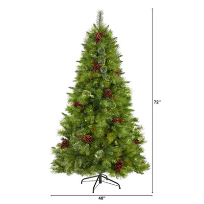 6ft. Montana Mixed Pine Artificial Christmas Tree with Pine Cones, Berries