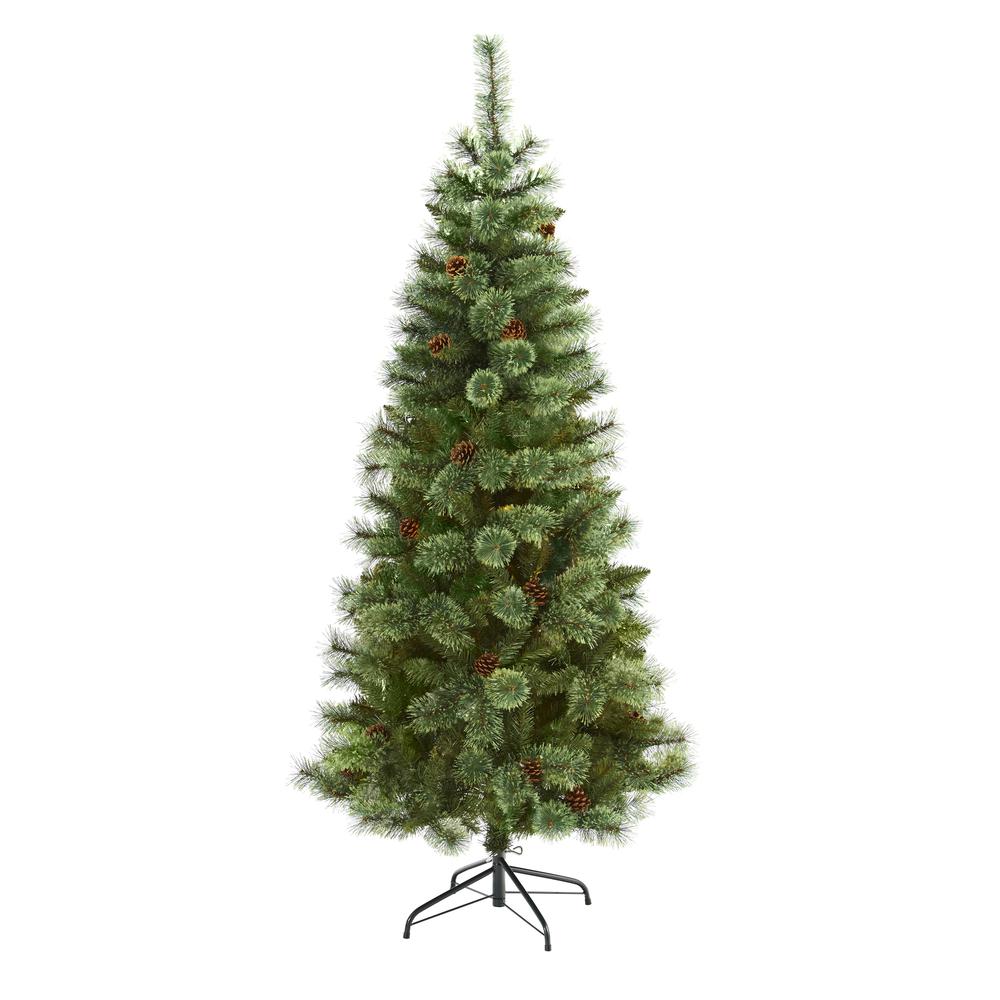 6ft. White Mountain Pine Artificial Christmas Tree with 477 Bendable Branches