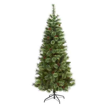 6ft. White Mountain Pine Artificial Christmas Tree with 477 Bendable Branches