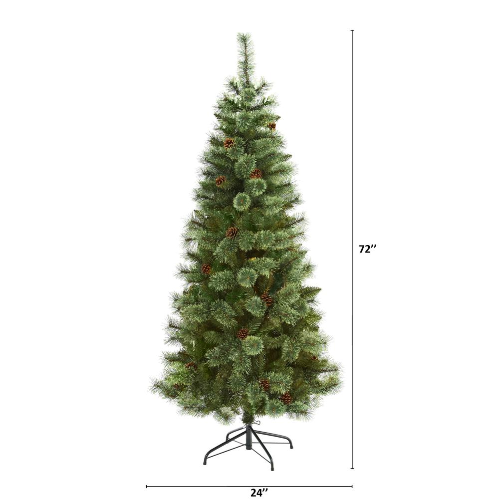 6ft. White Mountain Pine Artificial Christmas Tree with 477 Bendable Branches