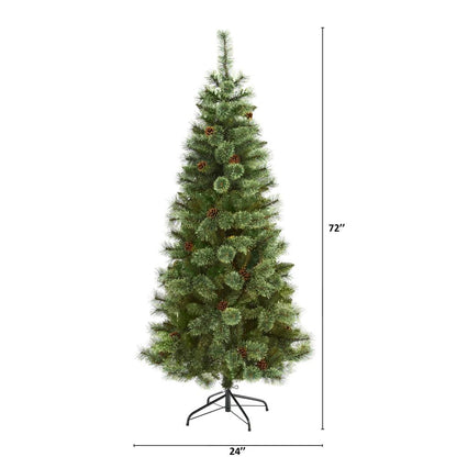 6ft. White Mountain Pine Artificial Christmas Tree with 477 Bendable Branches
