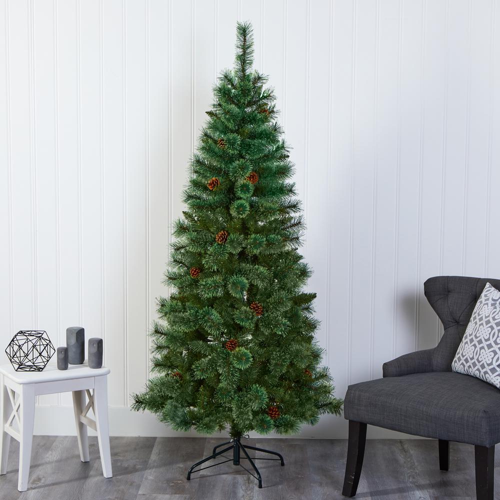 6ft. White Mountain Pine Artificial Christmas Tree with 477 Bendable Branches