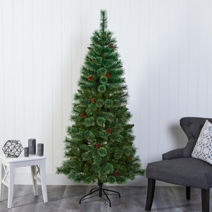 6ft. White Mountain Pine Artificial Christmas Tree with 477 Bendable Branches