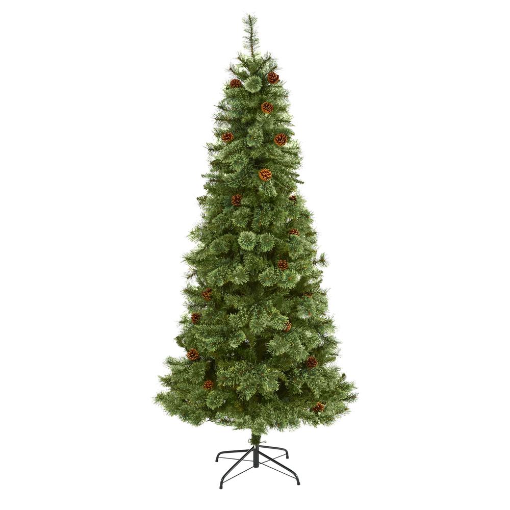 7ft. White Mountain Pine Artificial Christmas Tree with 723 Bendable Branches